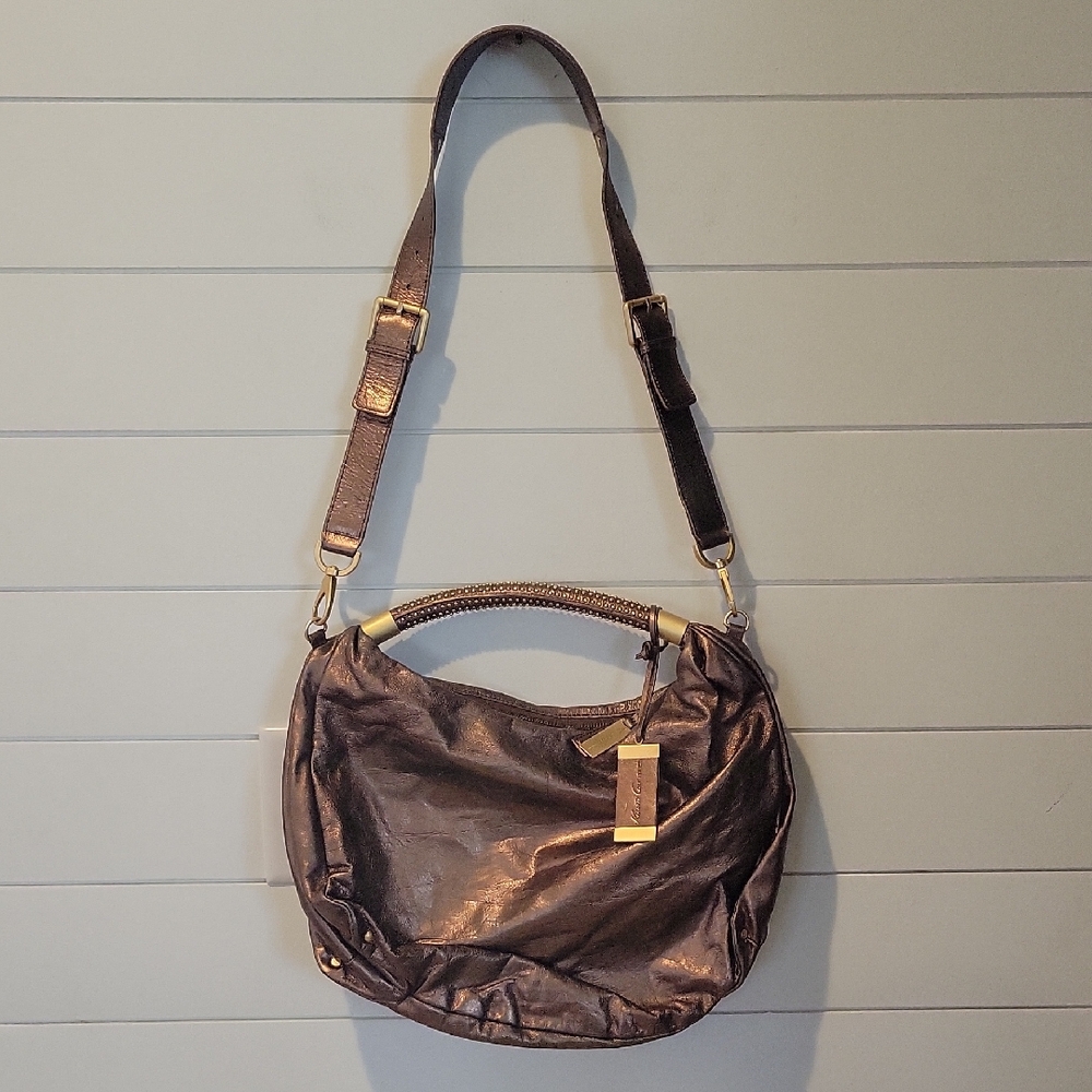 Kenneth Cole New York Metallic Studded Shoulder/Hobo Bag  Bronze/Brown